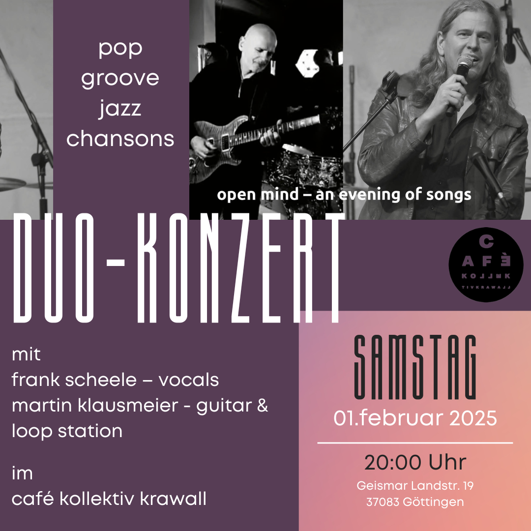 Duo-Konzert „open mind – an evening of songs“